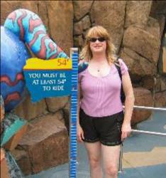 Kim in front of the Kraken rollercoaster at SeaWorld